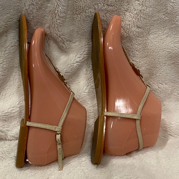 Lauren Ralph Lauren LRL Aina Leather T-Strap Khaki Flat Sandals Size 6.5 VGC - Picture 5 of 10